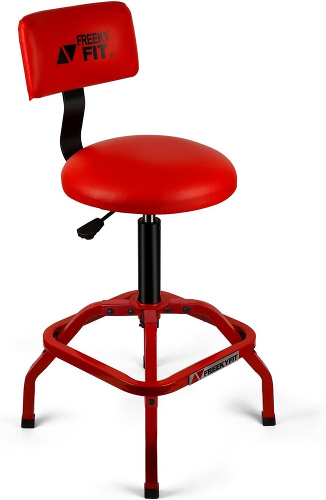 Shop Stool W/ Backrest Mechanic Garage Stool Workshop Adjustable Shop Stools