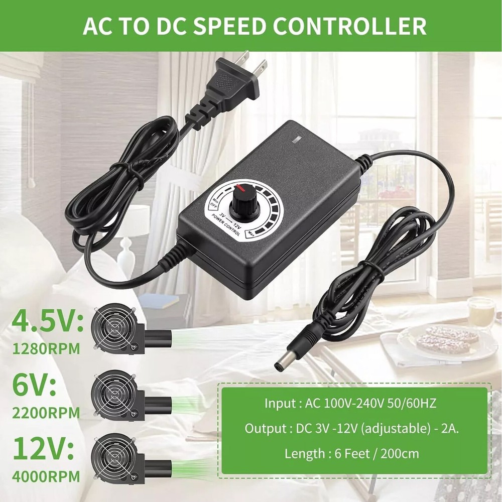 Blower Fan 120v 240V AC Plug Variable Speed Controller Centrifugal Outdoor.