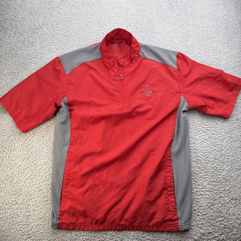 Pinehurst Adidas Golf Windbreaker 1/4 Zip Pullover Mens Medium Red Performance