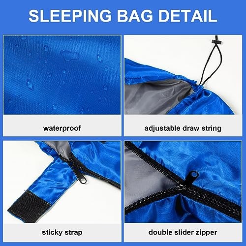 Pcs Camping Sleeping Bag for Adults, Lightweight Packable 2 Blue, Orange