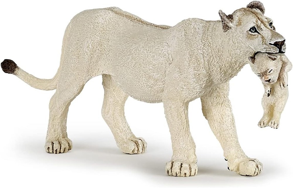 Papo White Lioness with Cub Figure, Multicolor