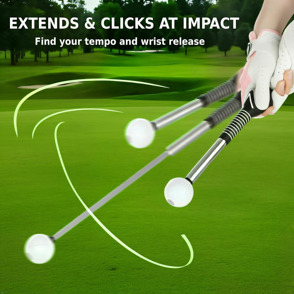 Pop-Feedback Retractable Golf Swing Trainer – Tempo Stick for Right-Handed Golfe