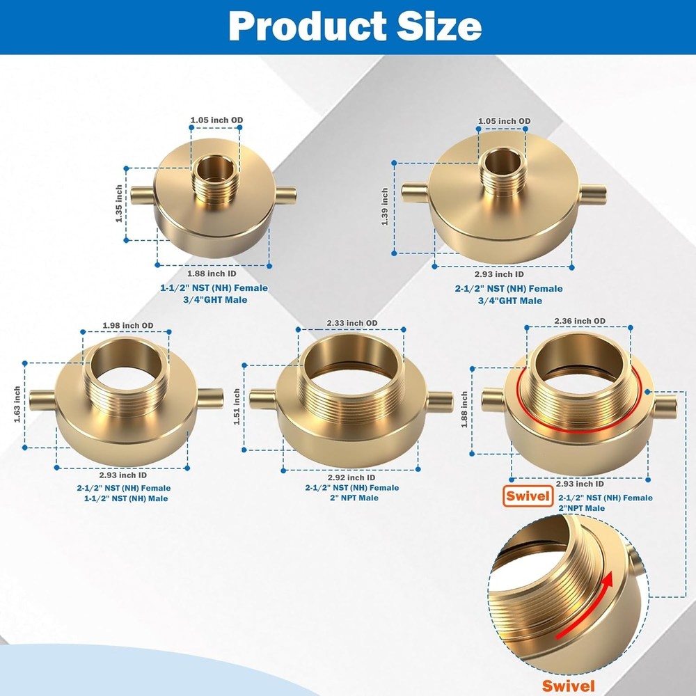 1-1/2" Brass Fire Hydrant Adapter to 3/4" Hose - Durable & Reliable Connection