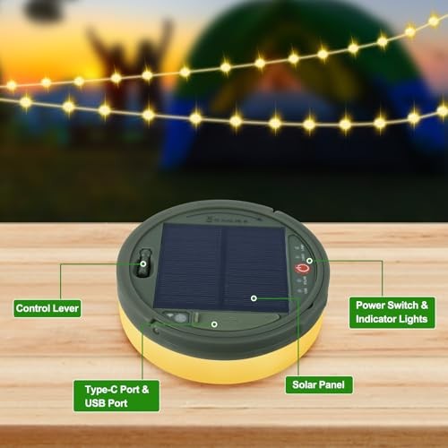 4 in 1 Solar Camping String Lights Ultra Long String with 160LEDs, 42.6Ft