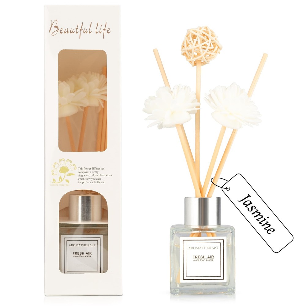 Reed Diffuser Set, 1.7 fl oz Scent with Sticks, Jasmine White