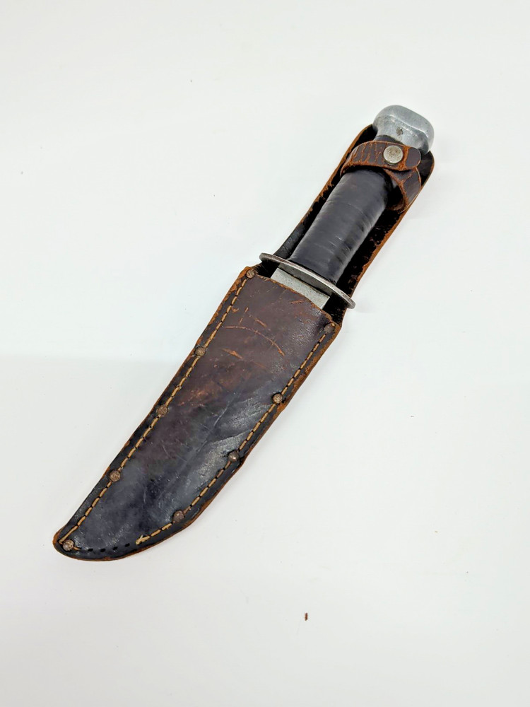 Vintage Knife with Leather Wrapped Handle & Sheath
