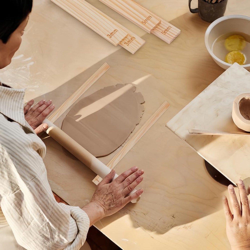 11 Pcs Pottery Rolling Pin Set, 5 Size Pottery Teaching Rolling Mud Stick Gui...