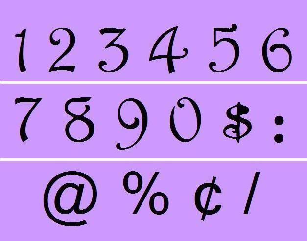 Number Stencils with Symbols @ % $ : / ¢ Harrington