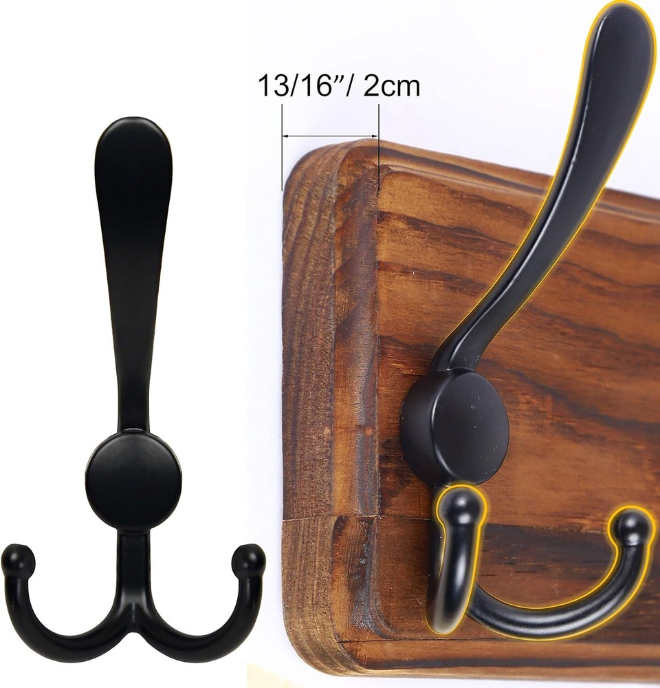 Rustic Wall Mounted Coat Rack - 5 Heavy Duty Hooks for Elegant Storage