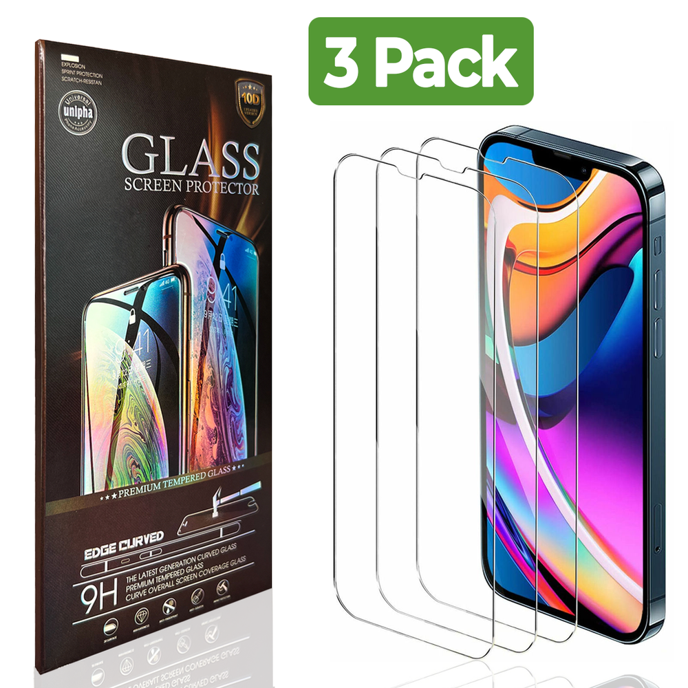 iPhone 12 Screen Protector (3 Pack) Tempered Glass Film Shield