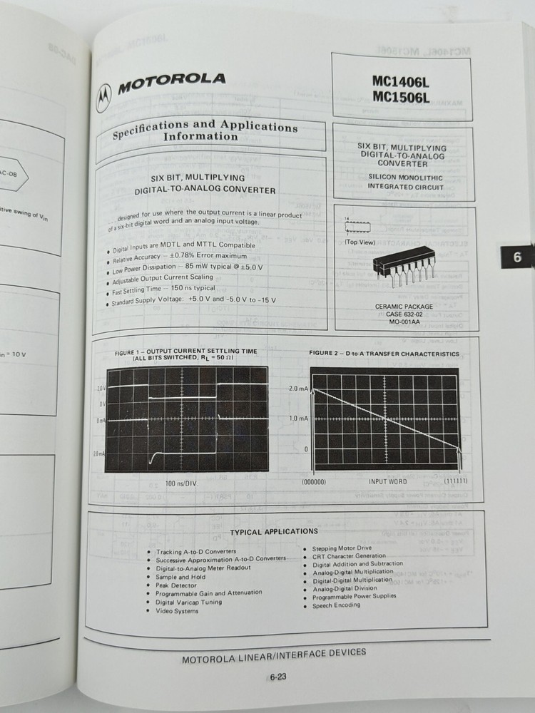 1983 Motorola Linear and Interface Integrated Circuits Book, Very Clean, DL128