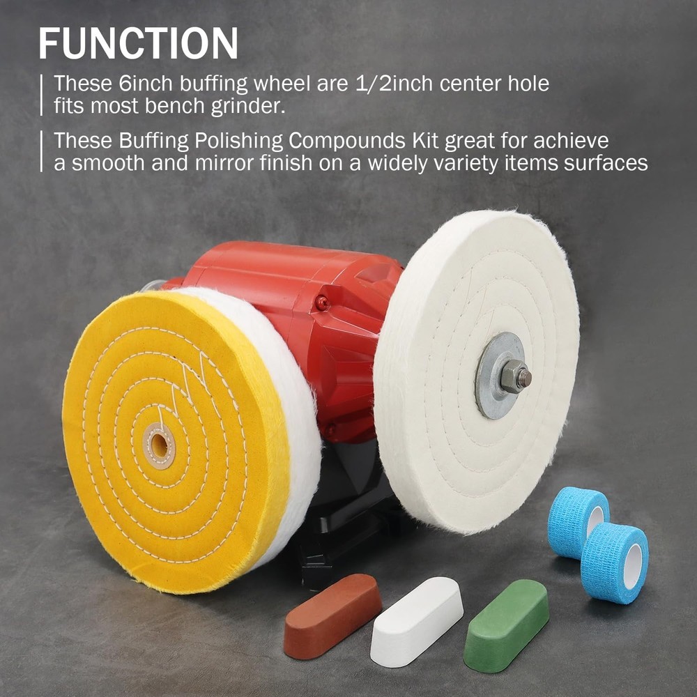 8-inch Buffing Polishing Wheels Set for Bench Grinders - 3PCS Kit