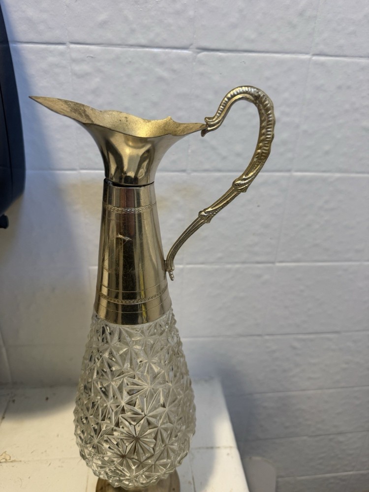 F.lli Beccaro Silverplate Diamond Pattern Pitcher Jug Post-1940 Italy