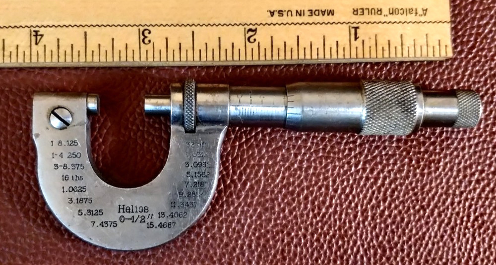 Vintage Helios Outside Micrometer 0-1/2" Range  MINI