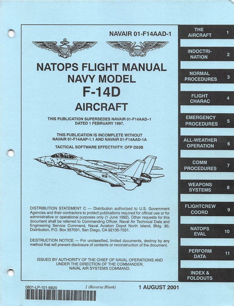 F-14D Super Tomcat Flight Manual Pilot's Handbook ......CD Version