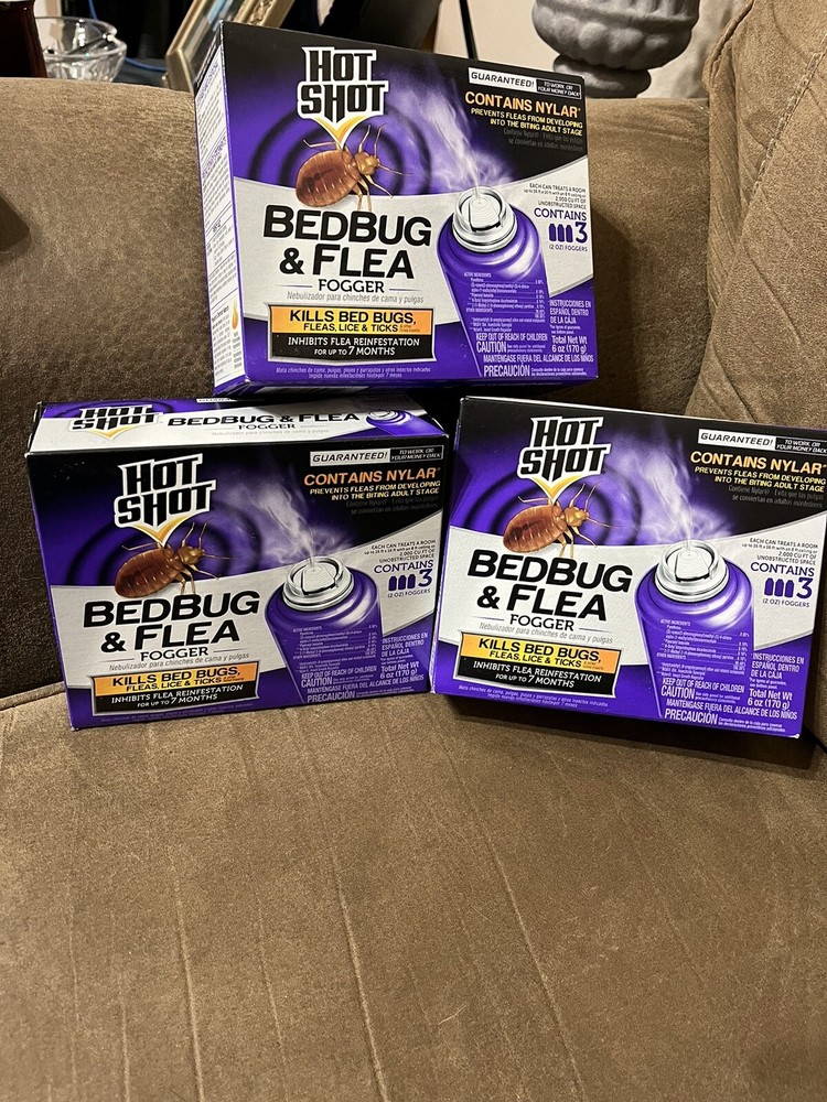 3 Boxes 9 Cans Hot Shot FOGGER Insect Killer  INDOOR BED BUGS & FLEA