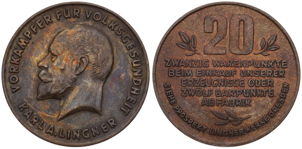 Medal - Lingnerwerke Dresden - 20 Merchandise Points - Karl Lingner - V