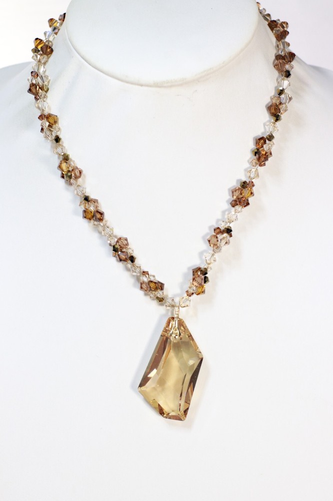 Handmade Topaz Glass Beaded Necklace
