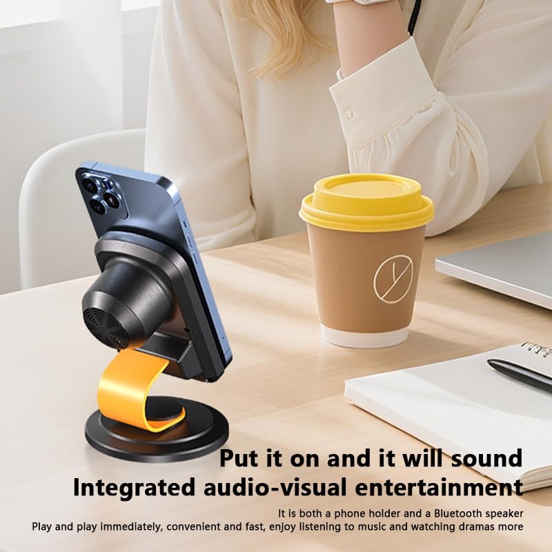 E I F E R Wireless Induction Speaker，Bluetooth Speaker with Phone Stand,360°