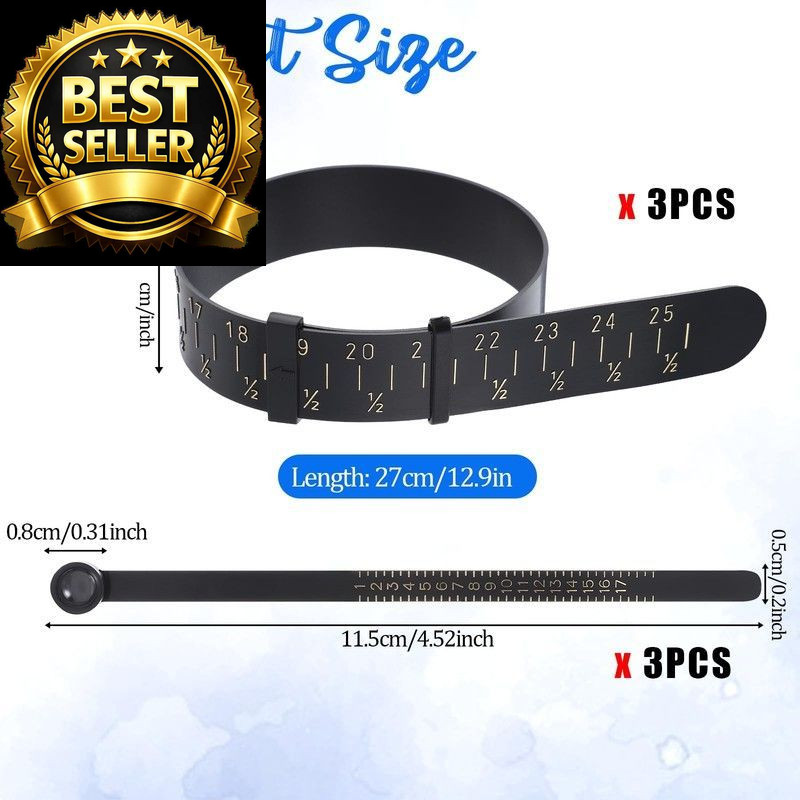 JIYIN 6 Pcs Ring Bracelet Sizer Measuring Tool, Reusable Finger Sizing Black