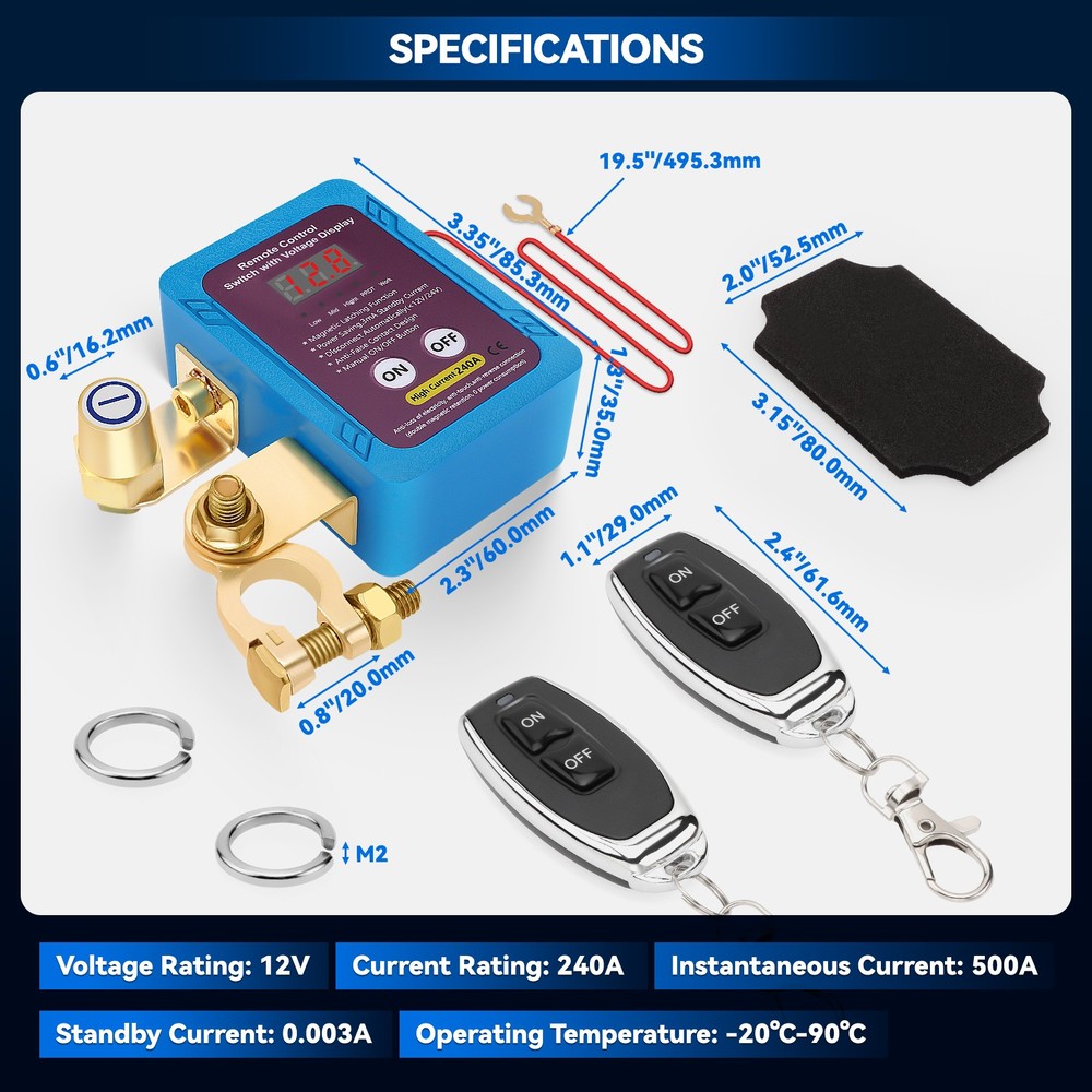 Car Battery Disconnect Switch Remote Control Power Kill Master Isolator Cut Off/