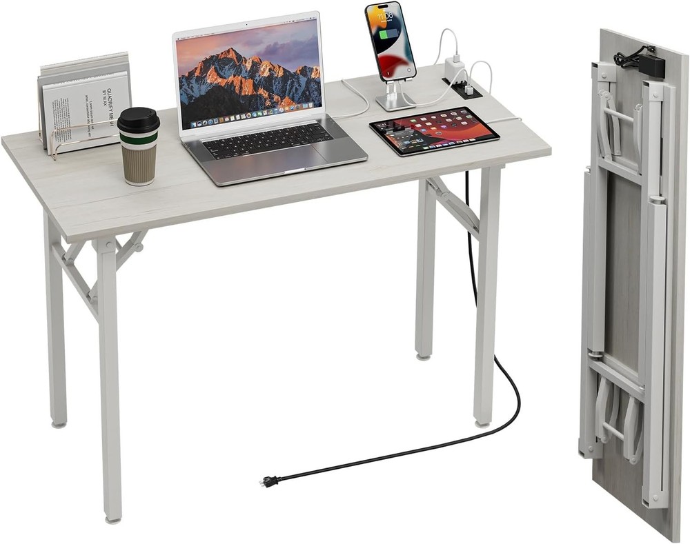 Small Computer Desk Folding Table 35.8" Foldable Office Desk No Assembly