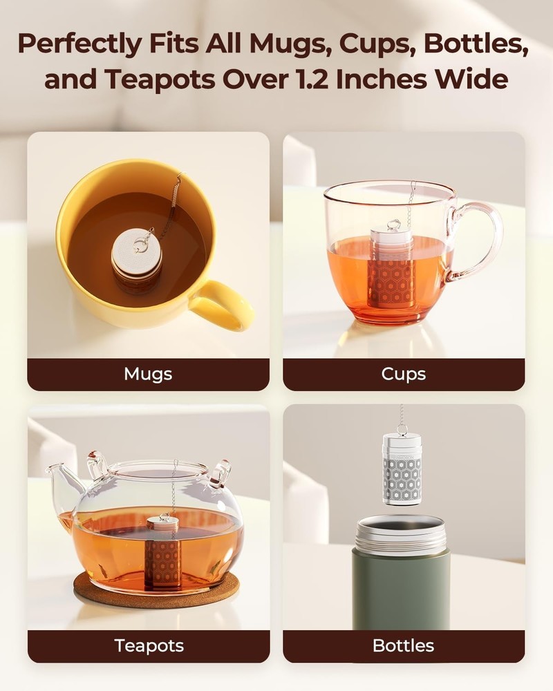 2 Pack Mini Tea Strainers for Loose Tea, Extra Fine Mesh Tea Infuser, 304 Sta...