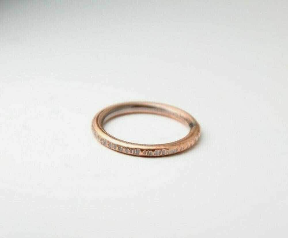 Copper Ring Stackable Hammered Rings band Size 3.5 Promise Ring Unisex thin 2mm