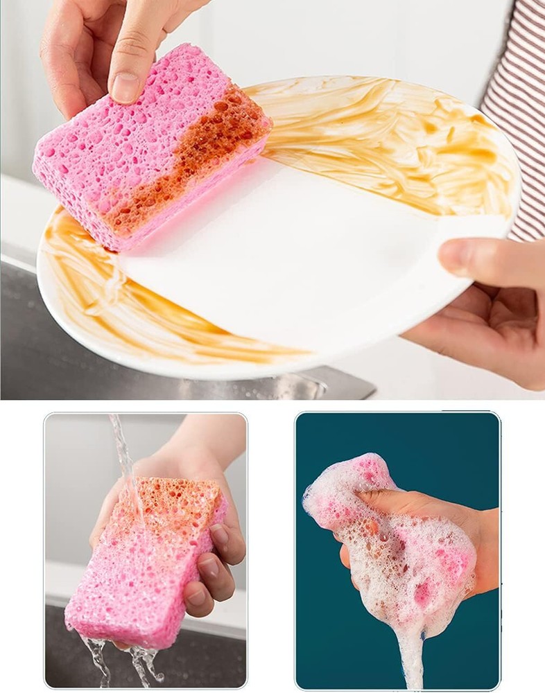 12-Count Kitchen Sponges Compressed Cellulose Sponges Non-Scratch