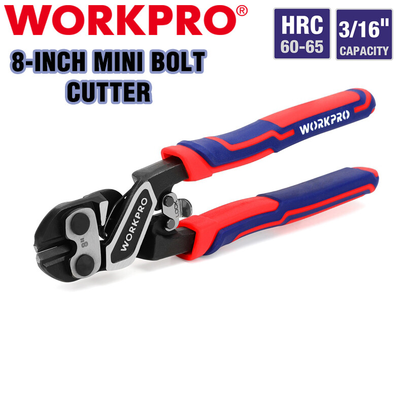 WORKPRO 8 inch Mini Bolt Cutter with Bi-Material Ergonomic Handle Security Lock