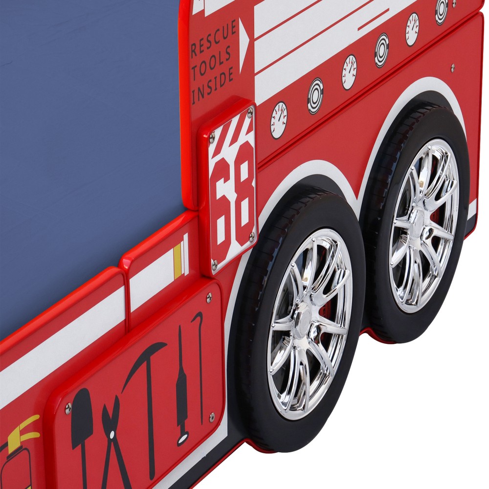 Kids Fire Truck Bed with LED Lights - Solid Built & Kid-Friendly Design