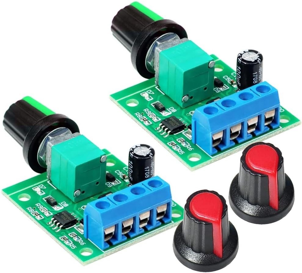 2pcs Adjustable DC Motor Speed Controller with Duty Cycle Control - Green LED