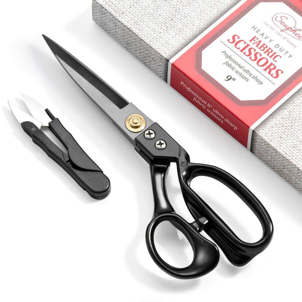 Heavy Duty 9" Fabric Scissors - Sharp Tailor Shears for Sewing, Upholstery & Lea