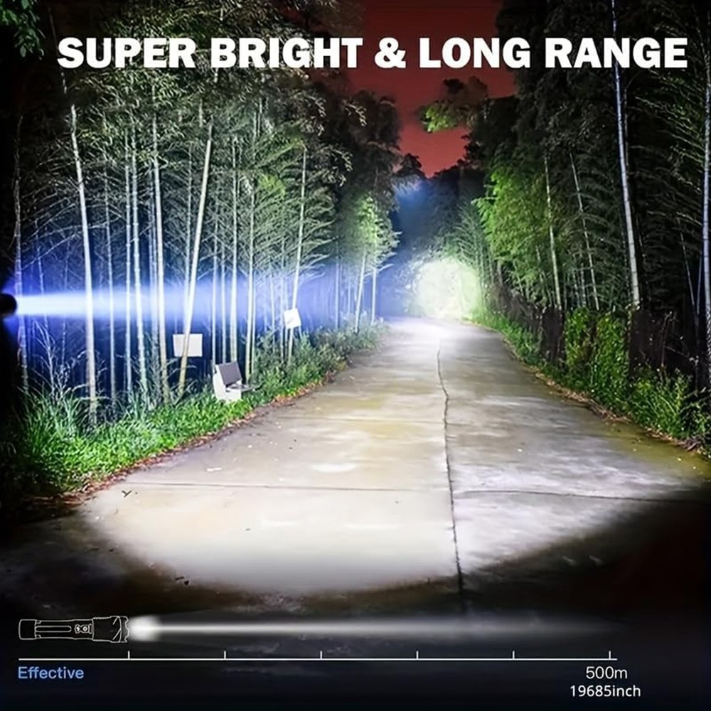 Super Bright Powerful Flashlight Rechargeable Zoom Torch .