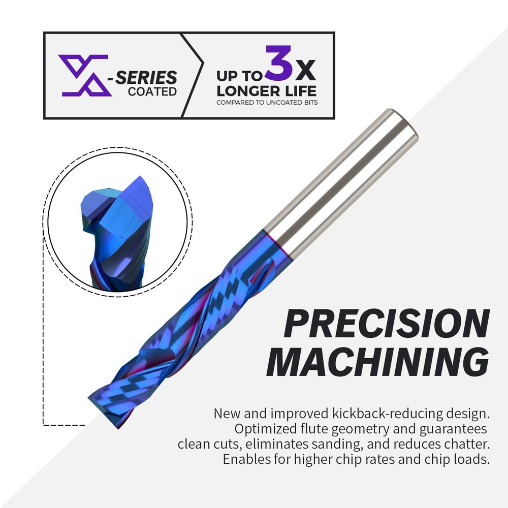 ZahyoX 3/8" Compression CNC Router Bit, NACO Coated Solid Carbide Spiral