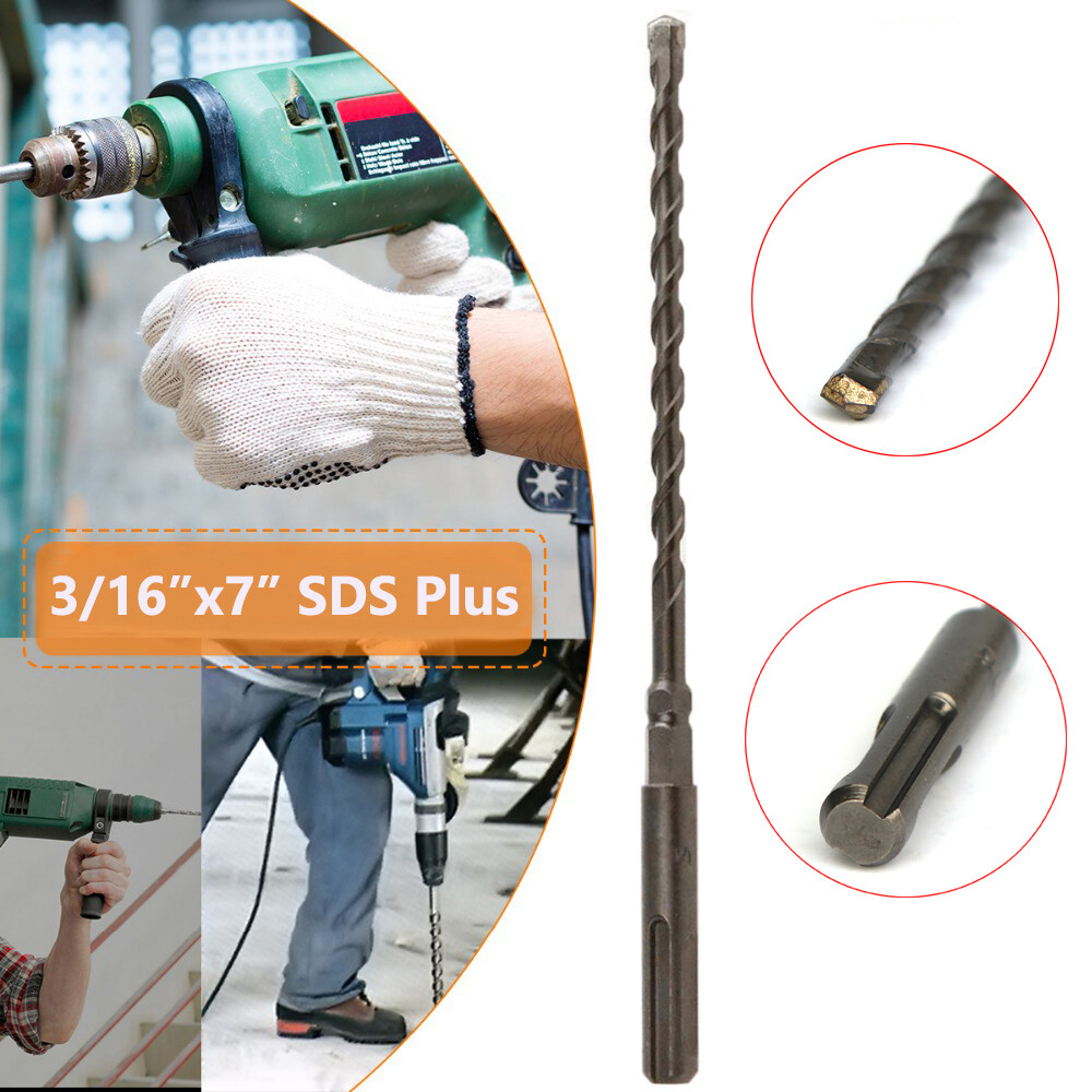 Drillforce 10PCS 3/16" X7" Rotary Hammer Drill SDS+ Masonry Concrete Drill Bits