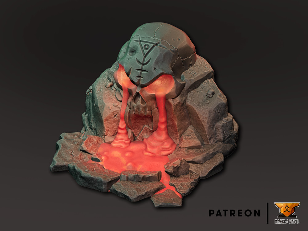 Lava Skull Terrain D&D , Wargames, Maker's Anvil