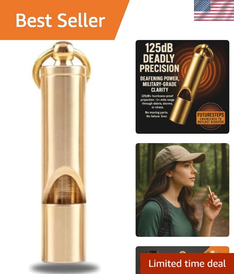125dB Brass Emergency Whistle - Unbreakable for Adventurers & Survivalists