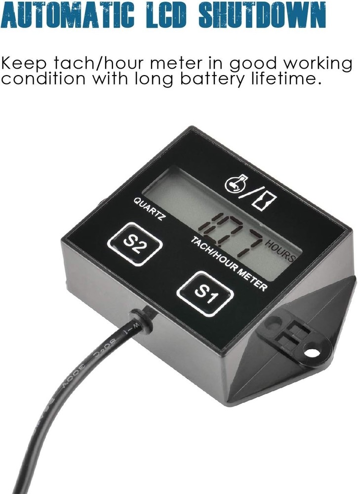 Digital Hour Meter Tachometer Maintenance Reminder Battery Replaceable For La...