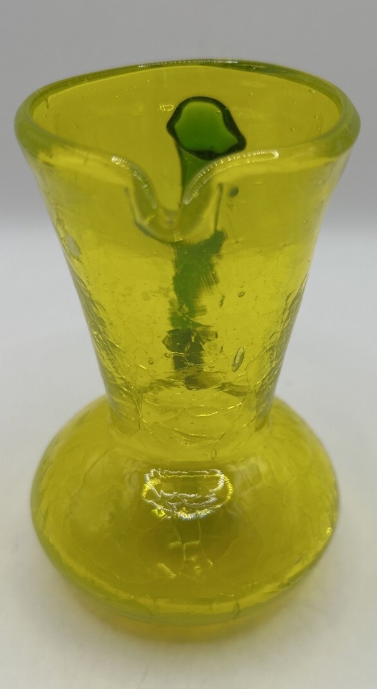 Crackle glass creamer with applied handle