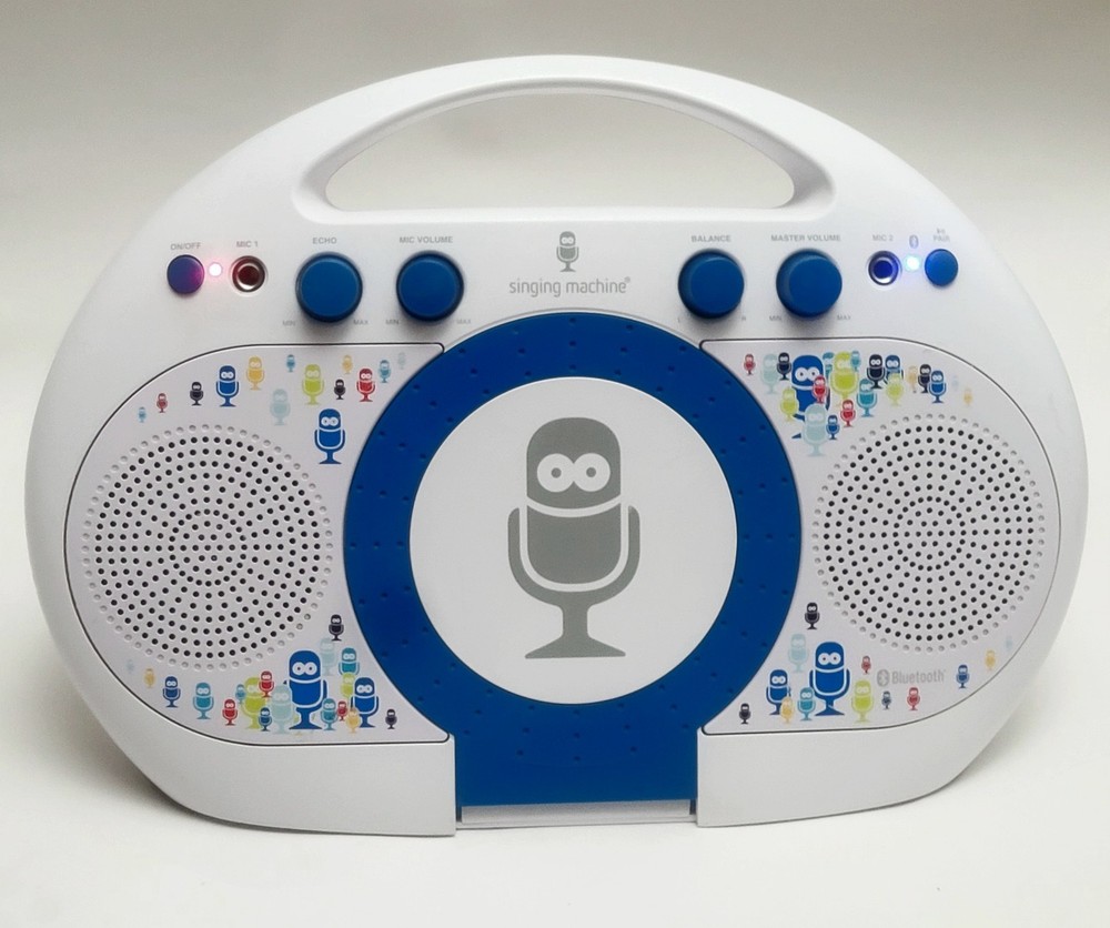 2017 Singing Machine iSM398BT Portable Bluetooth KARAOKE Player WHITE Handle