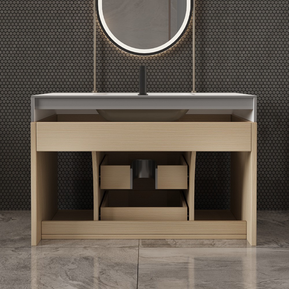 29.9" Wall-Mount Floating Vanity w/ Undermount Sink, Sintered Stone Top