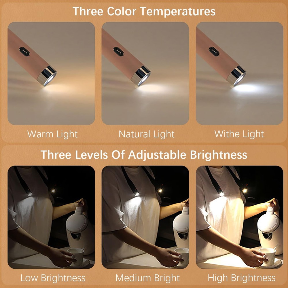 Neck Reading Light, 3-Color & 3-Brightness Adjustable Bendable Neck Light, US...