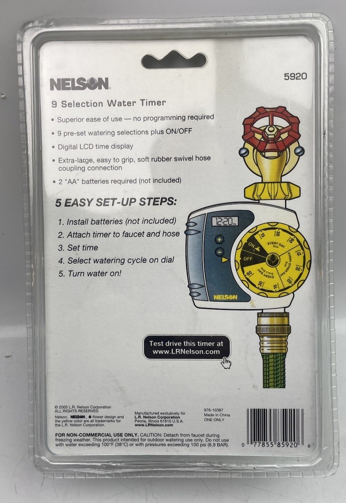 ⭐ Nelson 5920 Electronic Water Timer w/ 9 Watering Selection Programs Settings ⭐