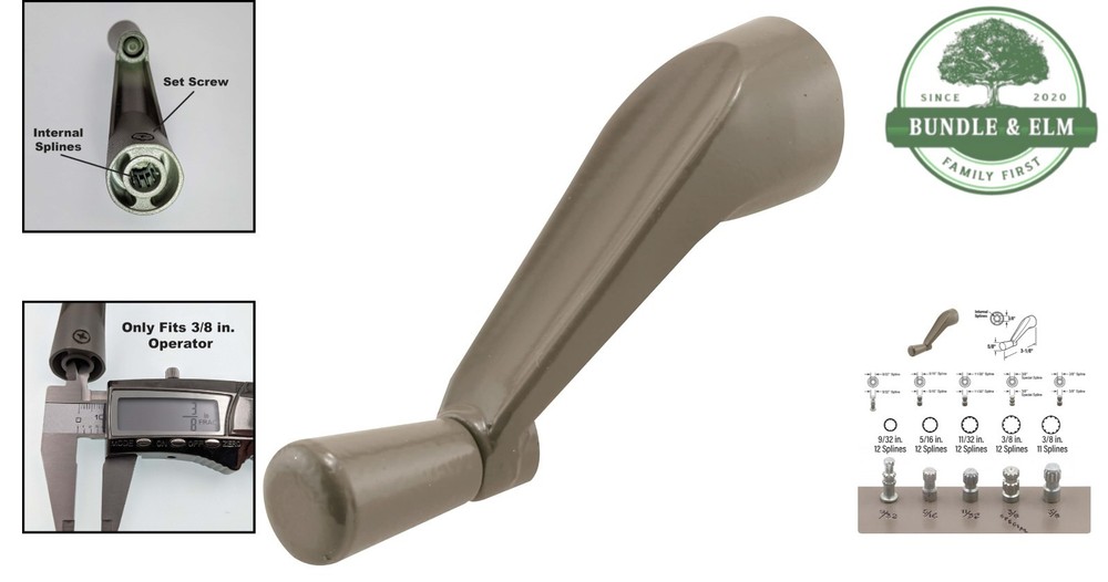 Stone Finish Crank Handle for Windows, Smooth 360-Degree Operation, Durable