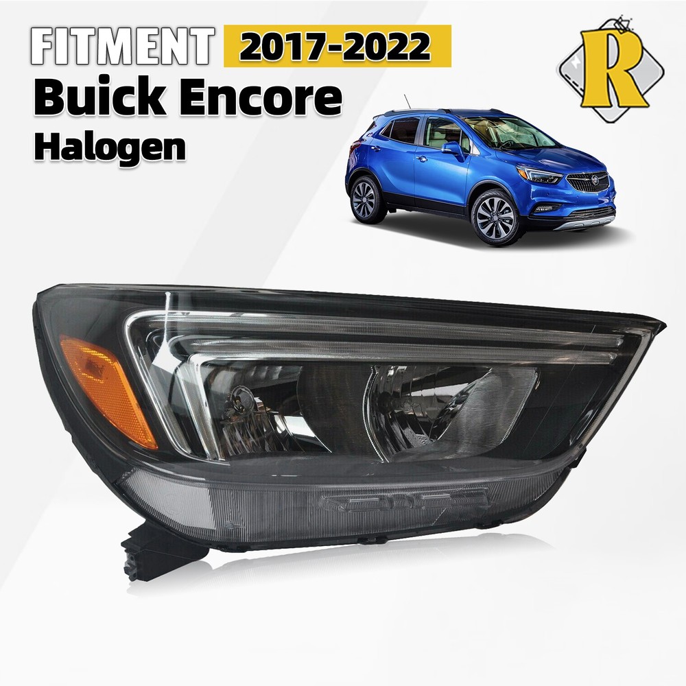For 2017-2022 Buick Encore Halogen Headlight w/LED DRL w/Bulb Passenger Side