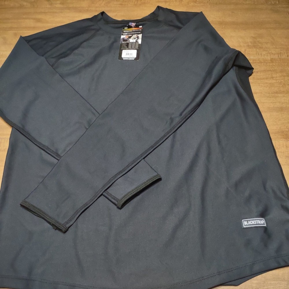 BlackStrap Men's Skyliner Crew Top Base Layer L/S Shirt Large Solid Black New