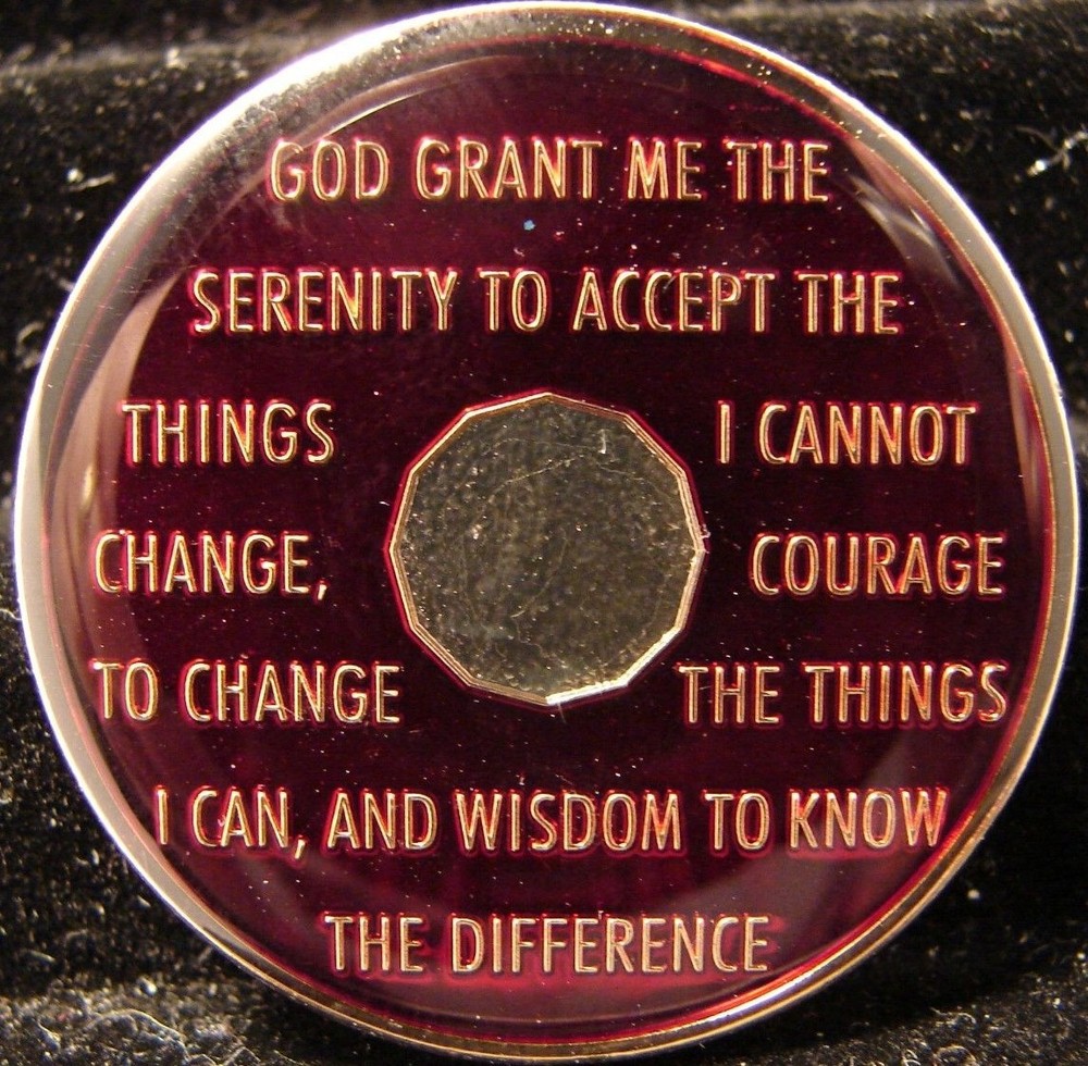Red Tri Plate Alcoholics Anonymous 41 Year AA Medallion Token Chip Coin Sobriety