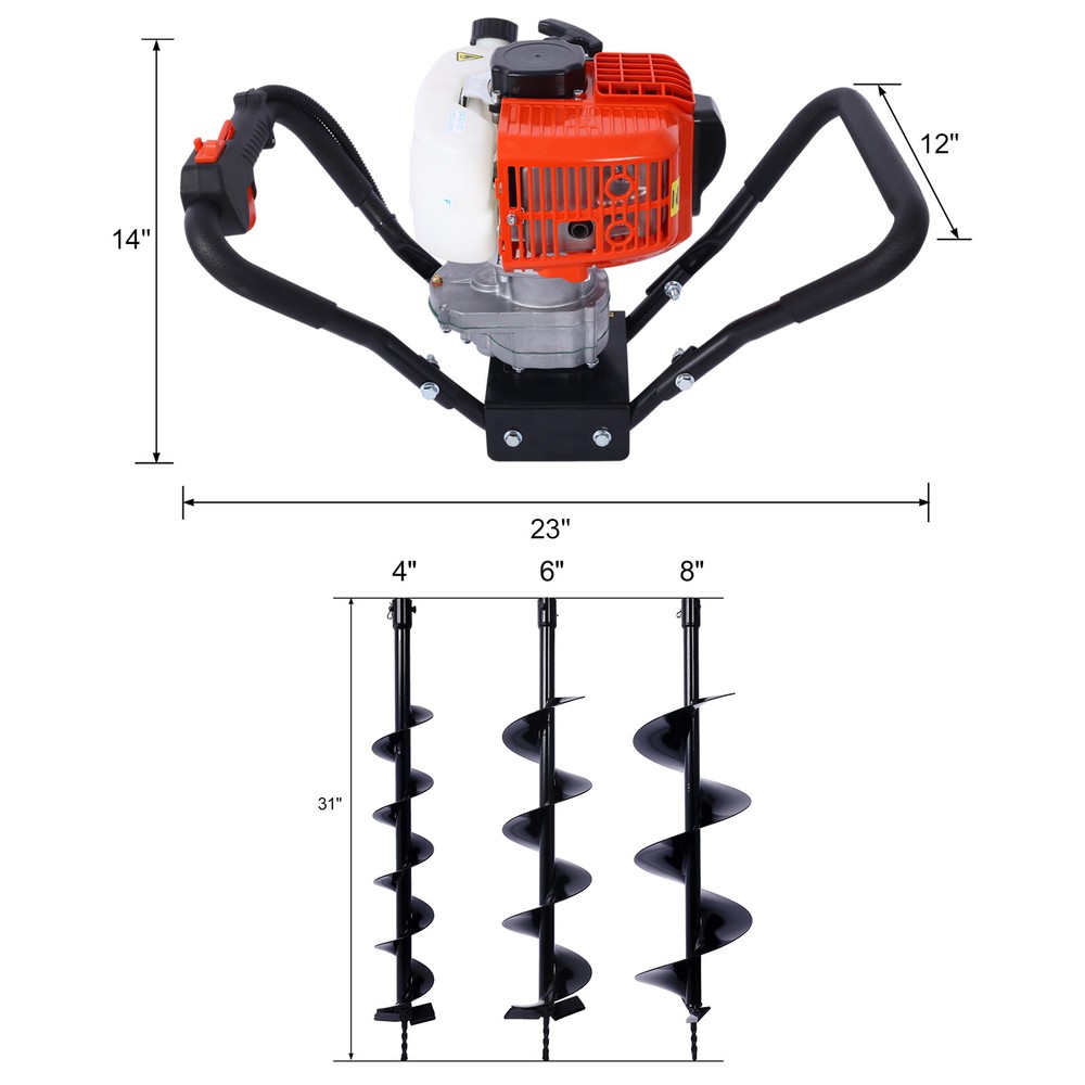 V 52CC 2-stroke petrol post-hole digger Single auger EPA machine
