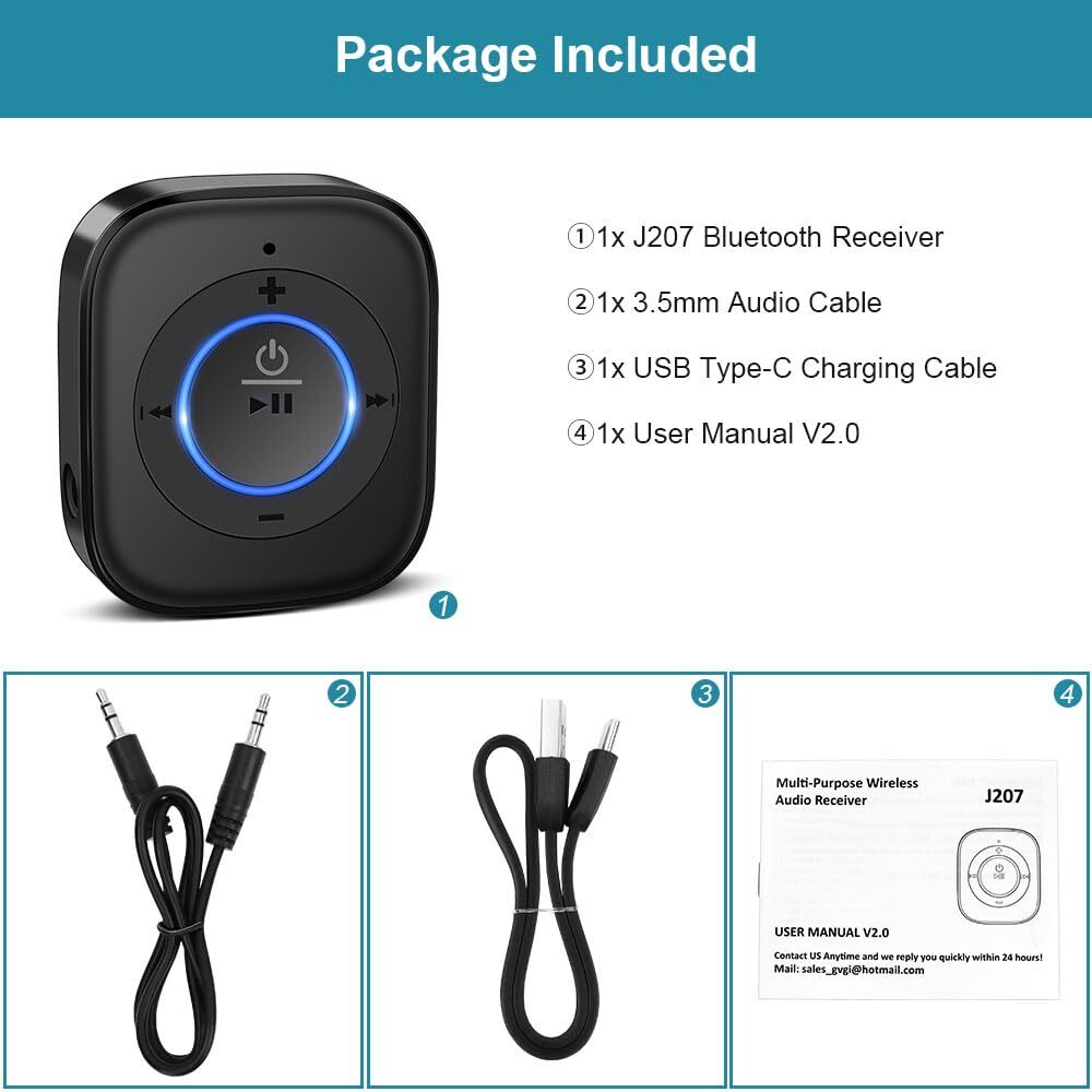 Bluetooth Receiver for Old Speaker with Latest Bluetooth V5.4 20-Hour Battery...